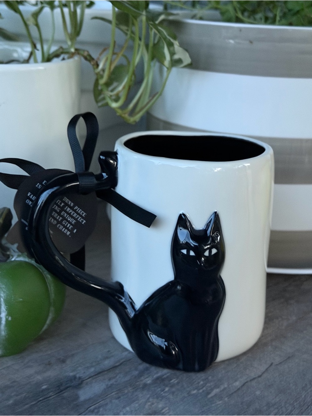 Rae Dunn Feline Spooky Mug - White and Black